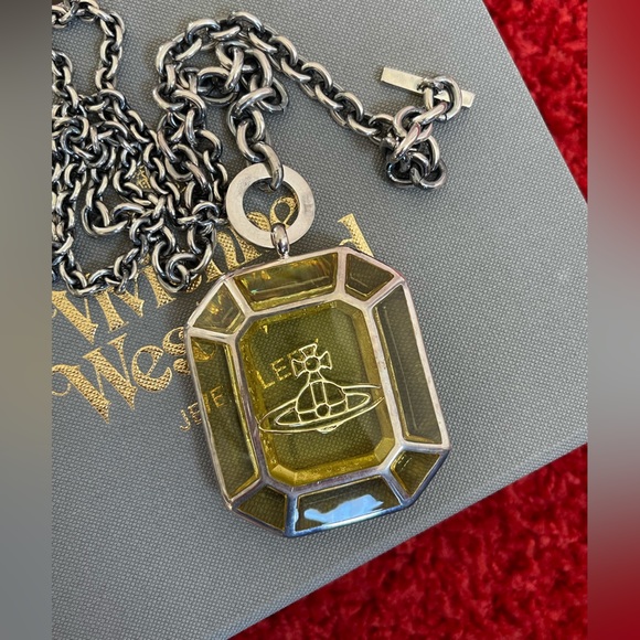 Vivienne Westwood VINTAGE BRAND NEW AW2011 Necklace Olive Green/Silver/Swarovski - Picture 7 of 11